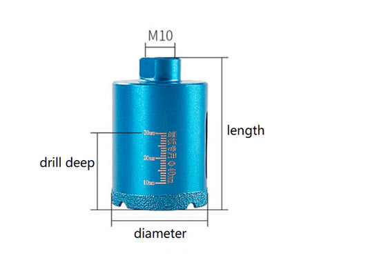 M10 Diamond Core Drill Bits for Porcelain 6/15/20/25/30/35/40/45/50/55/60mm