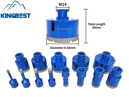 M14 Brazed Diamond Core Drilling Bit For Grinder Drilling 6-68mm
