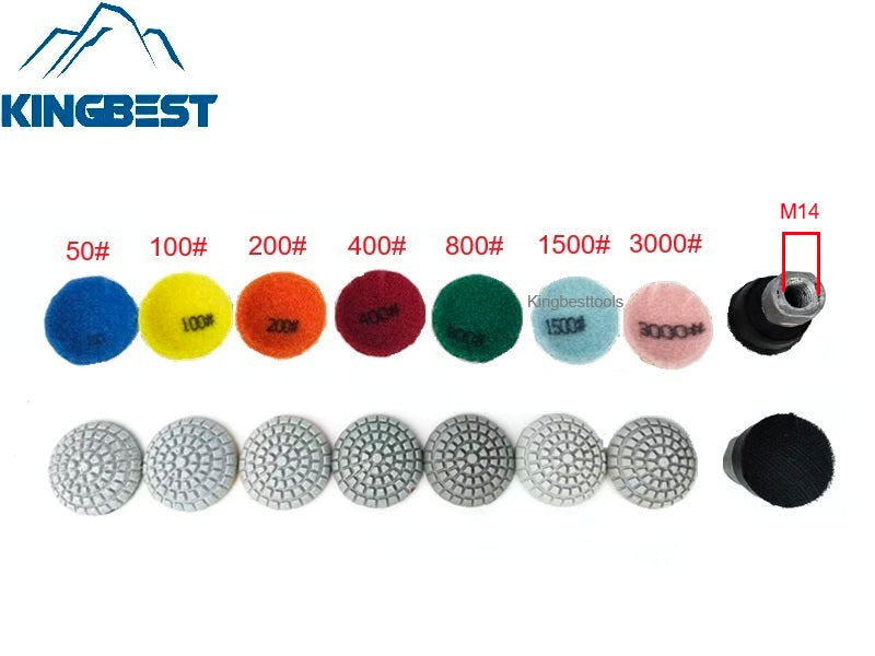 7 step Curved Wet Polishing Pad 2 Inch with Backer