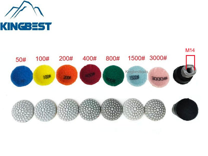 7 step Curved Wet Polishing Pad 2 Inch with Backer