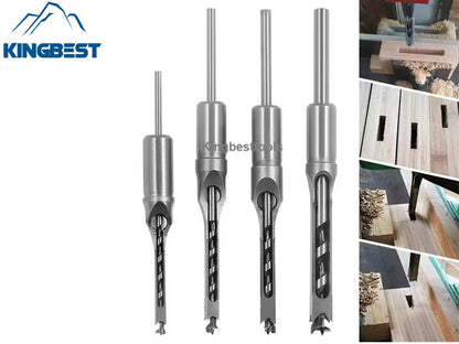 Wood Square Hole Drill Bit Set with Adapter Fixing Bracket for Hand Mortise Drill Bits Free Shipping