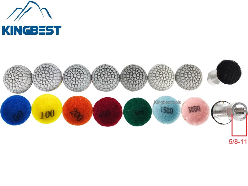 7 step Curved Wet Polishing Pad 2 Inch with Backer