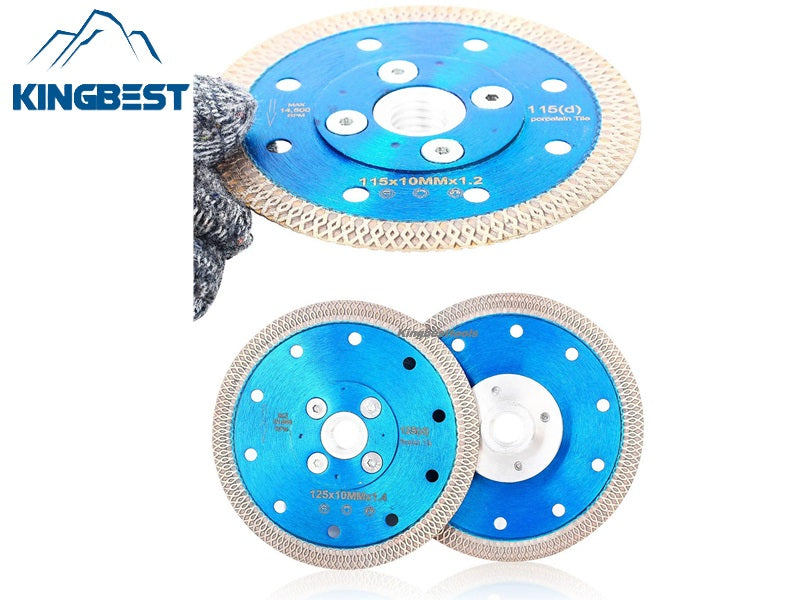 Bule Diamond Cutting Blades with Flange for Marble Ceramic Turbo Saw Blade for Porcelain Sintered Stone Dekton Tile Cutting Disc