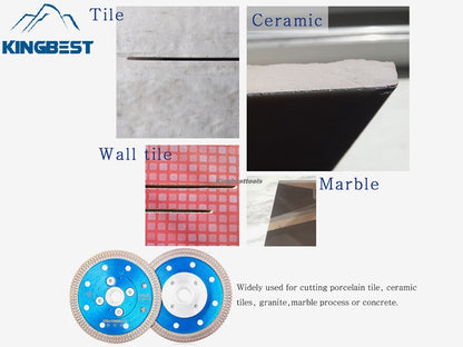 Bule Diamond Cutting Blades with Flange for Marble Ceramic Turbo Saw Blade for Porcelain Sintered Stone Dekton Tile Cutting Disc
