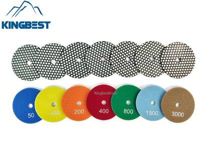 7 Pcs Quick Speed Polishing Pads 4inch Dry Pads for Stone Polishing
