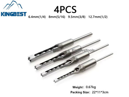Wood Square Hole Drill Bit Set with Adapter Fixing Bracket for Hand Mortise Drill Bits Free Shipping