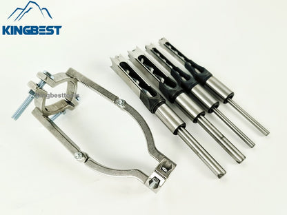 Wood Square Hole Drill Bit Set with Adapter Fixing Bracket for Hand Mortise Drill Bits Free Shipping