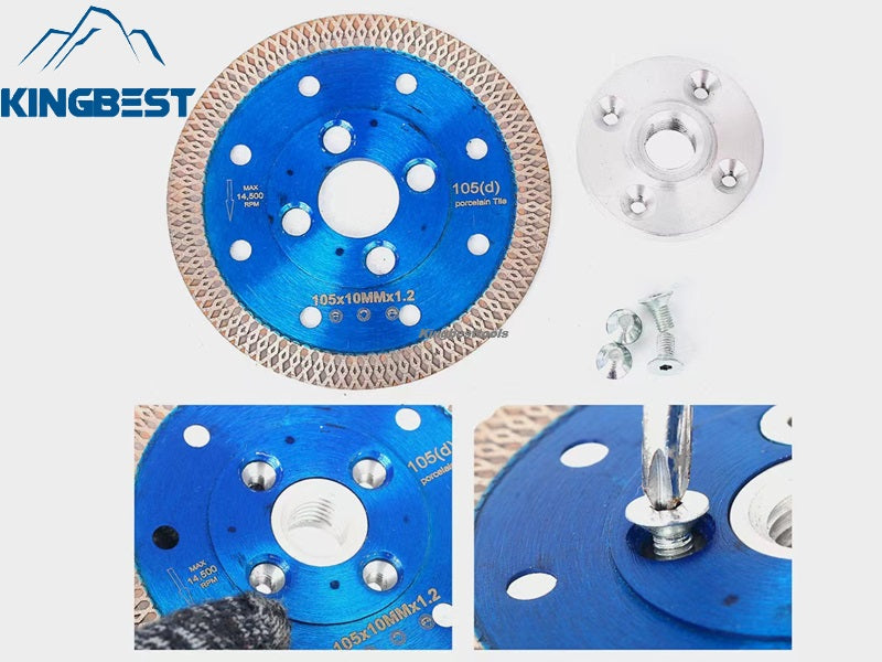 Bule Diamond Cutting Blades with Flange for Marble Ceramic Turbo Saw Blade for Porcelain Sintered Stone Dekton Tile Cutting Disc