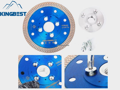 Bule Diamond Cutting Blades with Flange for Marble Ceramic Turbo Saw Blade for Porcelain Sintered Stone Dekton Tile Cutting Disc
