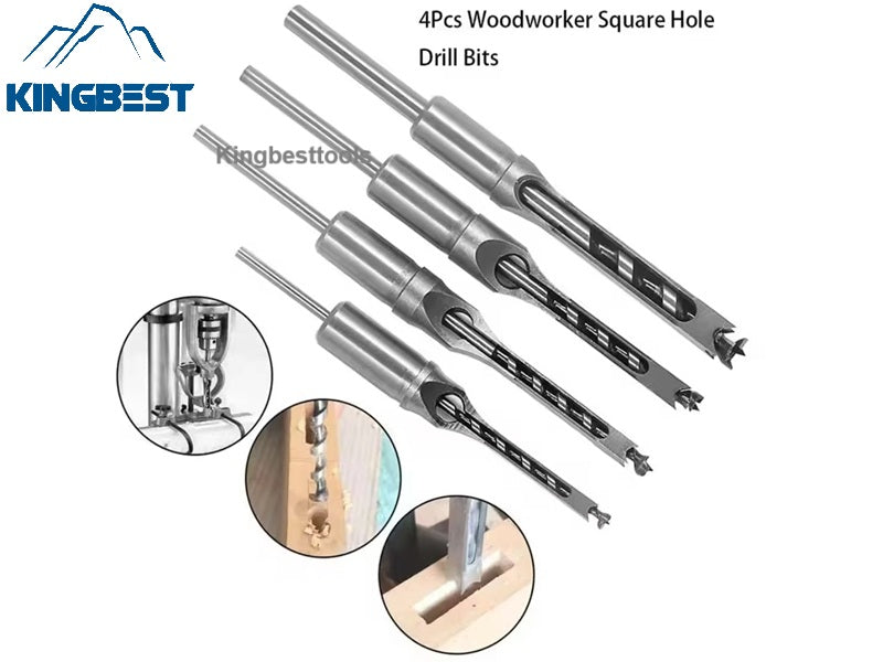 Wood Square Hole Drill Bit Set with Adapter Fixing Bracket for Hand Mortise Drill Bits Free Shipping