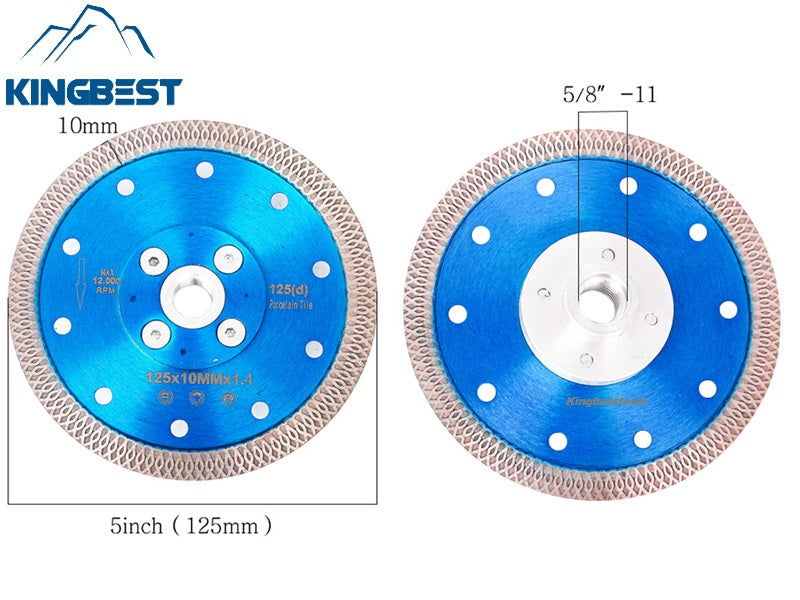 Bule Diamond Cutting Blades with Flange for Marble Ceramic Turbo Saw Blade for Porcelain Sintered Stone Dekton Tile Cutting Disc